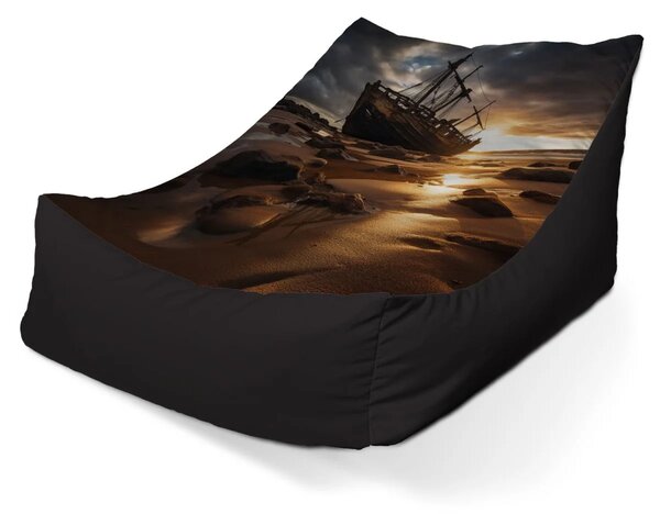 Sablio Sedací vak Lounge Vrak lode pri západe slnka - 80 x 95 x 50 cm