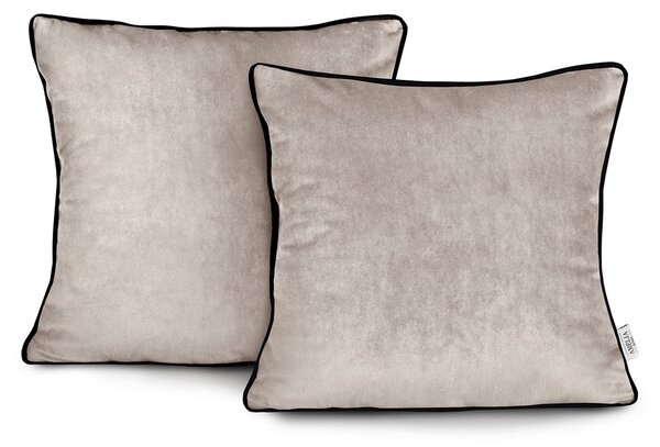 Obliečky na vankúše AmeliaHome Velvet Piping béžové, veľkosť 45x45