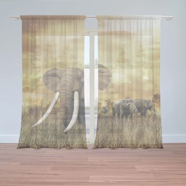 Sablio Záclony Slon Africký: 2ks 150x250cm