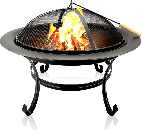 Misa na oheň BBQ Collection s ochranou proti iskrám - kôš na oheň 77 x 17 x 76 cm - terasový sporák s držadlami a pohrabáčom - záhradné ohnisko na drevo - dekoratívna terasa - uhlíková oceľ