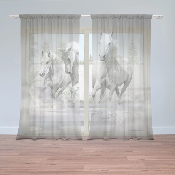 Sablio Záclony Biele kone: 2ks 150x250cm