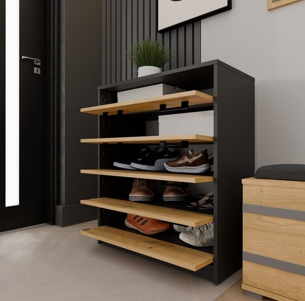 TP Living Botník ALEX 74 cm antracitový/dub artisan
