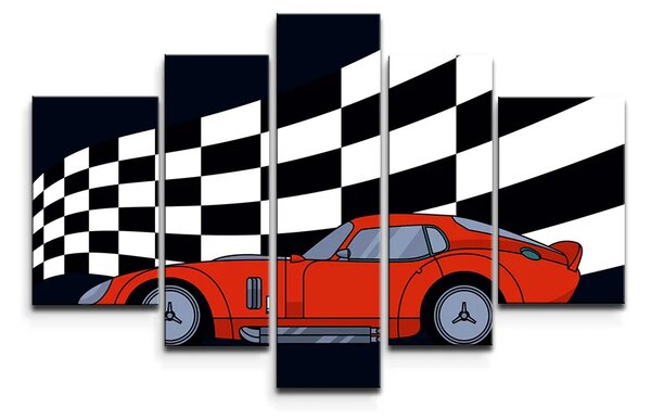 Sablio Obraz - 5-dílný Pretekárske auto - 125x90 cm