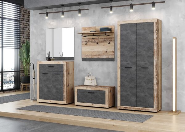 Vivaldi Botník Luna 90 cm dub Matera svetlý/šedý