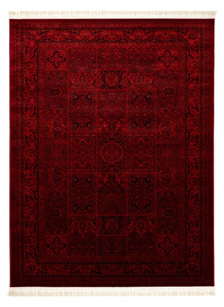 Koberec ORIENT 5365 so strapcami, rám / orientálny, bordový / čierny