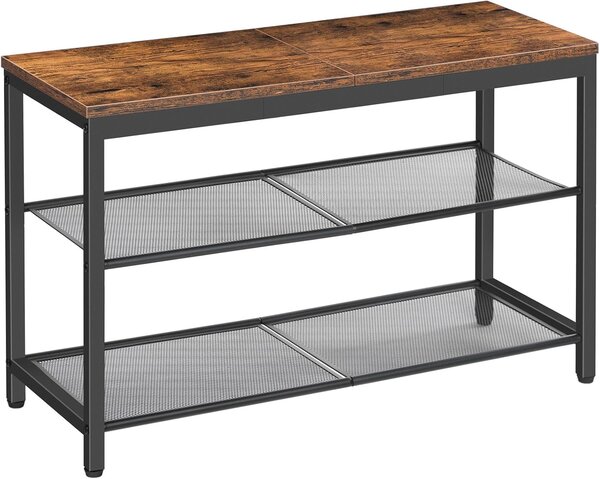 Botník s lavicou Vasagle Arvel 75 cm čierny/hnedý