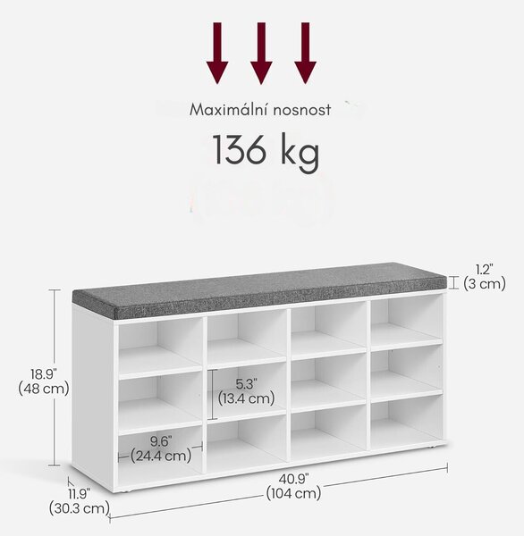 SONGMICS Botník Vasagle Endersen 104 cm biely
