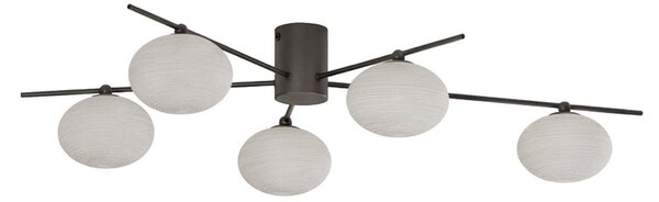 Stropné Lampa Lindby, Valisa, stmievateľné, Čierna, Obývacia izba, Sklo
