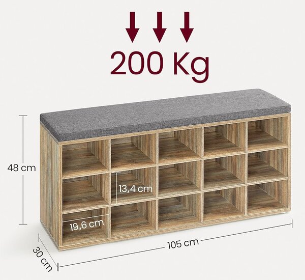 SONGMICS Botník Vasagle Endersen 105 cm svetlo hnedý/sivý