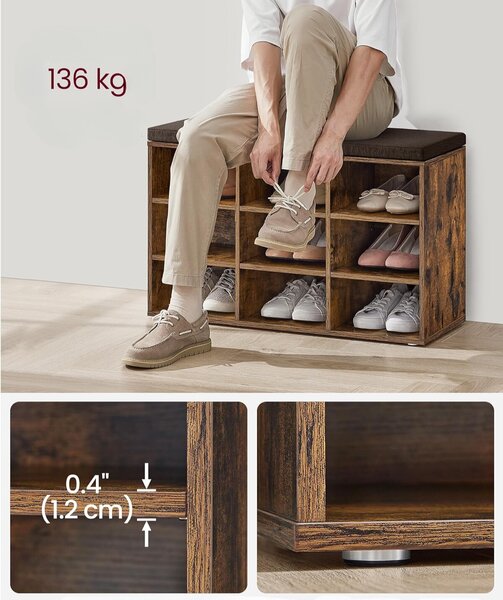 SONGMICS Botník Vasagle Endersen 78,5 cm hnedý/čierny