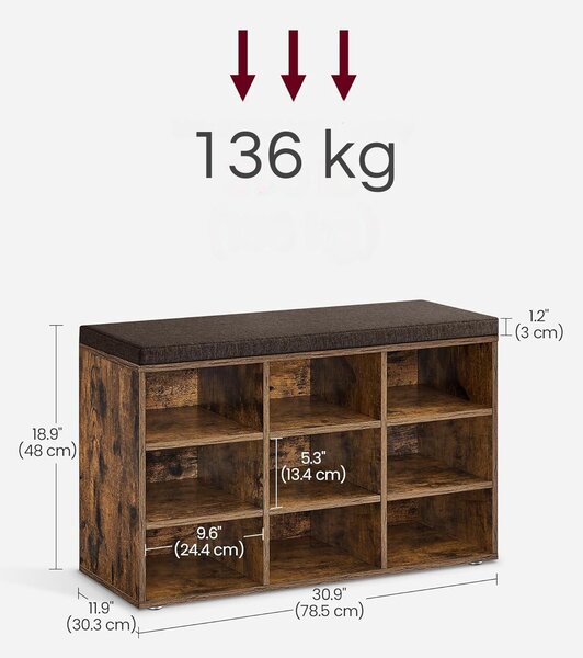 SONGMICS Botník Vasagle Endersen 78,5 cm hnedý/čierny