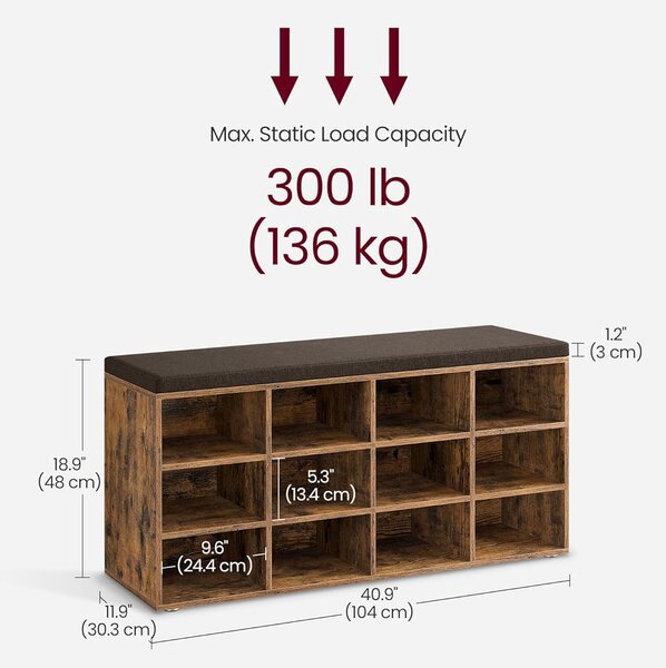 SONGMICS Botník Vasagle Endersen 104 cm hnedý/čierny