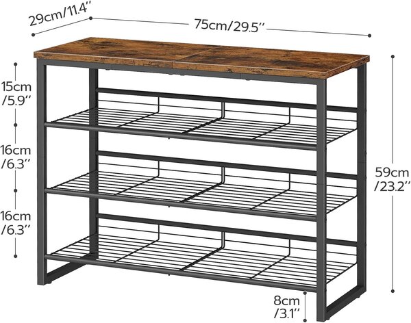 Botník Vasagle Fenaro 59 cm hnedý/čierny