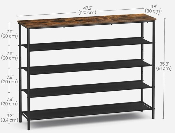 SONGMICS Botník Vasagle Kua 120 cm hnedý/čierny