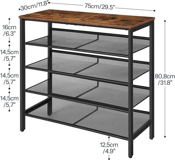 Botník Vasagle Melas 81 cm čierny/hnedý
