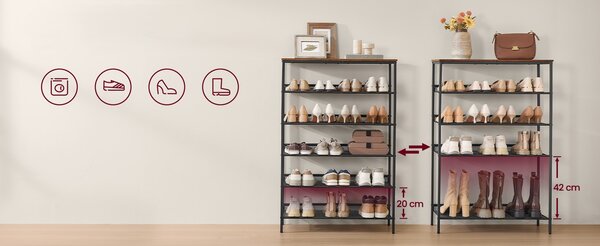 SONGMICS Topánkovník Vasagle Melas 114 cm čierny/hnedý