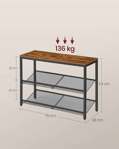 SONGMICS Topánkovník Vasagle Melas 53 cm čierny/hnedý