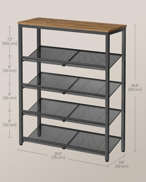 SONGMICS Botník Vasagle Lorado 93 cm medovo hnedý/čierny