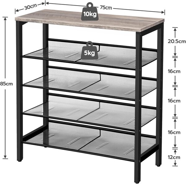 Botník Vasagle Ormio 85 cm čierny/sivý