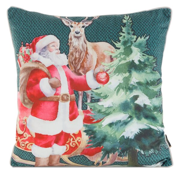 VIANOČNÁ DEKORAČNÁ OBLIEČKA NA VANKÚŠ SANTA6 45X45 CM VZOROVANÁ