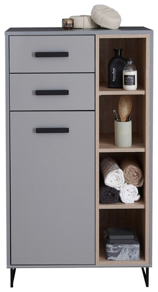 STREDNE VYSOKÁ SKRINKA, sivá, dub sonoma, 65/116/38 cm home24 - Kúpeľňové skrinky, Online Only