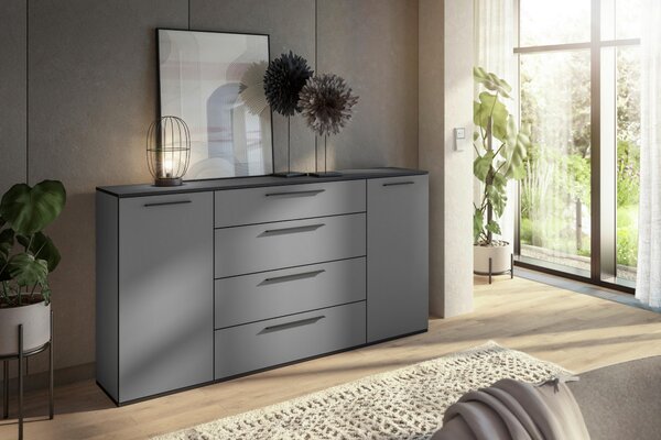 ŠIROKÁ KOMODA, tmavosivá, 180/99,8/40 cm - Online Only drobný nábytok, Online Only