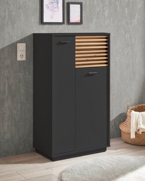 STREDNE VYSOKÁ SKRINKA, antracitová, farba duba, 60/106/35 cm home24 - Kúpeľňové skrinky, Online Only