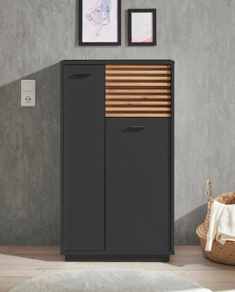 STREDNE VYSOKÁ SKRINKA, antracitová, farba duba, 60/106/35 cm home24 - Kúpeľňové skrinky, Online Only