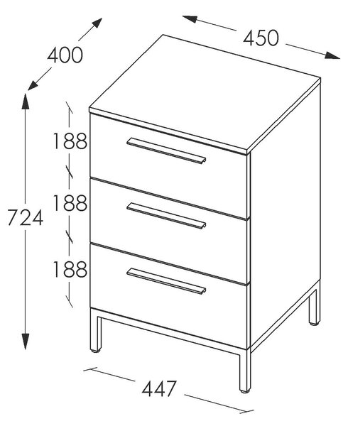 NOČNÝ STOLÍK, biela, 45/72,4/40 cm - Obývacie zostavy, Online Only