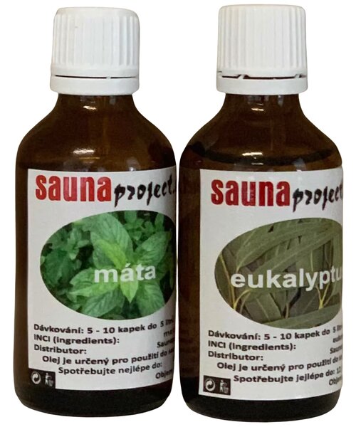 Saunaproject set esencií do sauny mäta 50ml a eukalypt 50ml