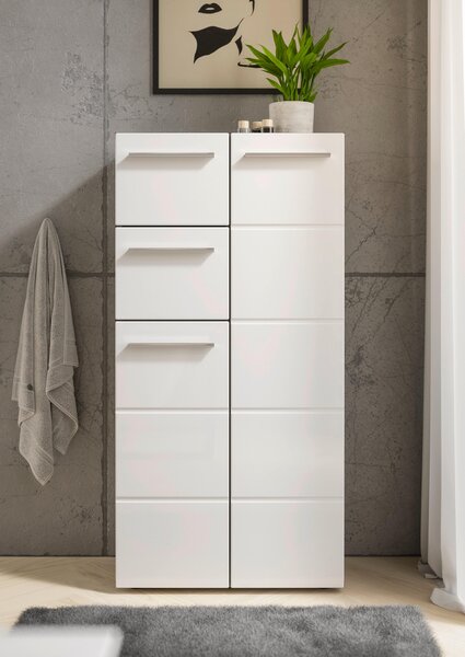 STREDNE VYSOKÁ SKRINKA, antracitová, biela s vysokým leskom, 60/121/31 cm Xora - Kúpeľňové skrinky, Online Only