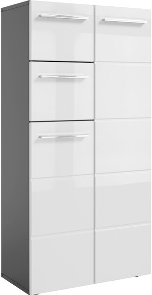 STREDNE VYSOKÁ SKRINKA, antracitová, biela s vysokým leskom, 60/121/31 cm Xora - Kúpeľňové skrinky, Online Only