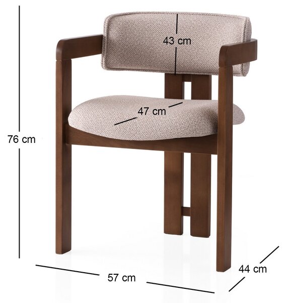 Kalune Design Čalúnená jedálenská stolička CO z masívu krémová/orech