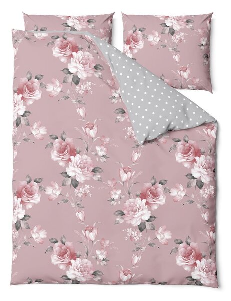 Ružové bavlnené obliečky na jednolôžko Selection Belle, 140 x 220 cm
