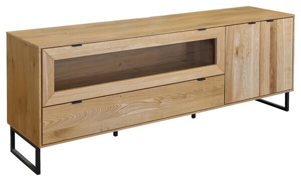 SKRINKA POD TV, dub, čierna, farba duba, 182/66,4/45 cm Carryhome - Online Only drobný nábytok, Online Only
