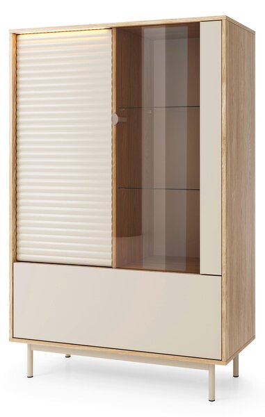 VITRÍNA, dub, farba duba, kašmírová, 100,1/152,1/40 cm Milino - Sklenené vitríny, Online Only