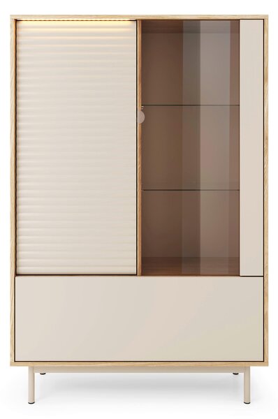 VITRÍNA, dub, farba duba, kašmírová, 100,1/152,1/40 cm Milino - Sklenené vitríny, Online Only
