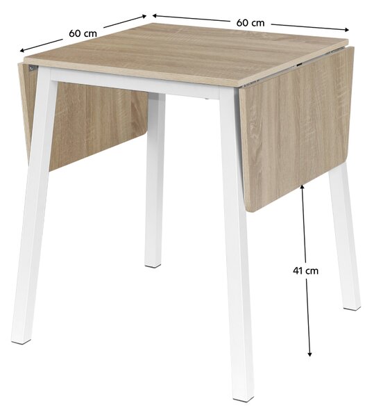 KONDELA Jedálenský stôl, MDF fóliovaná/kov, dub sonoma/biela, 60-120x60 cm, MAURO
