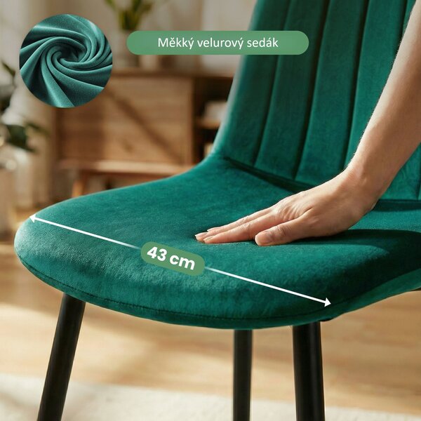 Ak furniture Čalúnená jedálenská stolička Lumo fľaškovozelená