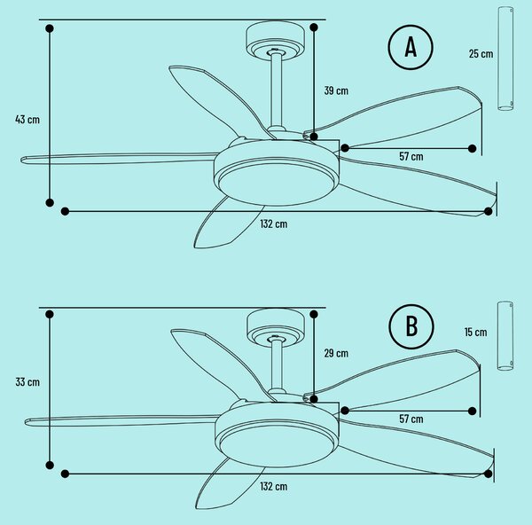 Noaton 12132WWB Maia, biela a javor, stropný ventilátor so svetlom