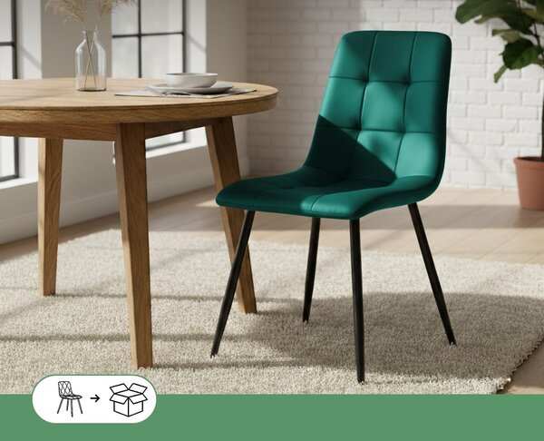 Ak furniture Čalúnená jedálenská stolička Nero fľaškovo zelená
