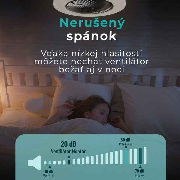 Noaton 12050B Triton, čierna, stropný ventilátor so svetlom