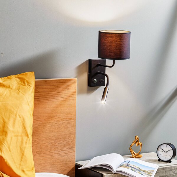 Nástenné svetlo Soho valcovité lampa na citanie čierna/zlatá, Čierna, Obývacia izba / jedáleň, kov, Moderný, Nástenné svietidlo