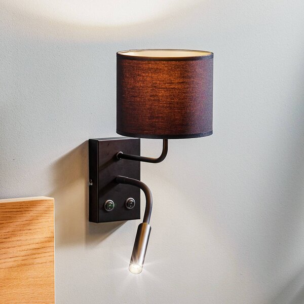 Nástenné svetlo Soho valcovité lampa na citanie čierna/zlatá, Čierna, Obývacia izba / jedáleň, kov, Moderný, Nástenné svietidlo