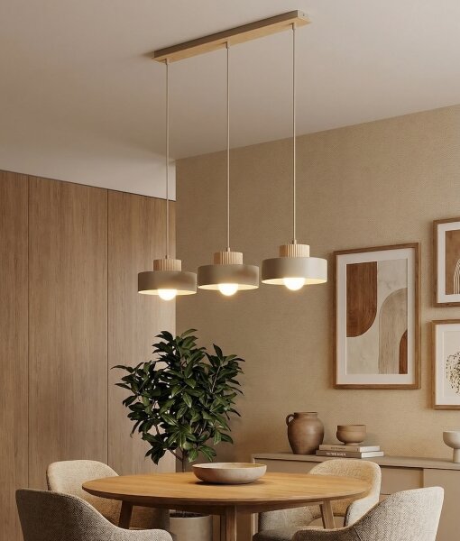 Závesný luster na lanku KIVI 3xE27/15W/230V béžový