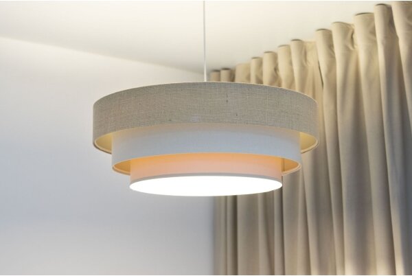 Luster na lanku TRINITI 1xE27/60W/230V, priemer 40 cm, béžová/krémová