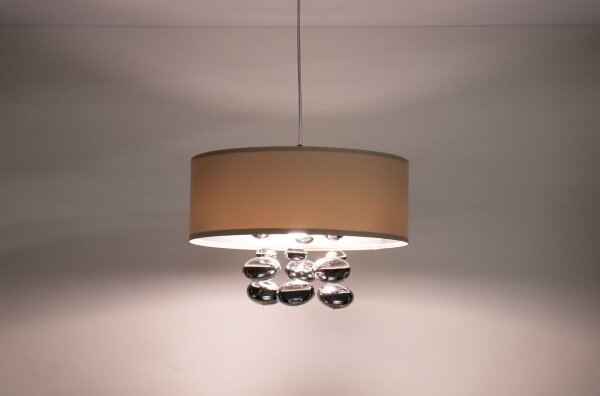 Závesný luster s lankom BUBBLE 1xE27/60W/230V pr. 40 cm béžová