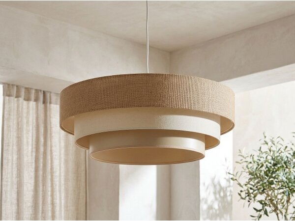 Luster na lanku TRINITI 1xE27/60W/230V, priemer 40 cm, béžová/krémová