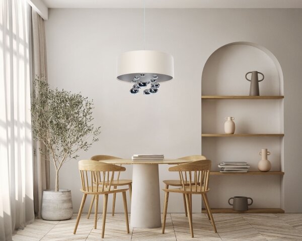 Závesný luster s lankom BUBBLE 1xE27/60W/230V pr. 40 cm béžová