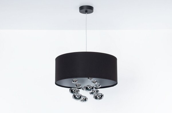 Závesný luster BUBBLE na lanku 1xE27/60W/230V, priemer 40 cm, čierna